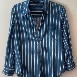 Silk oversize stripes button down
